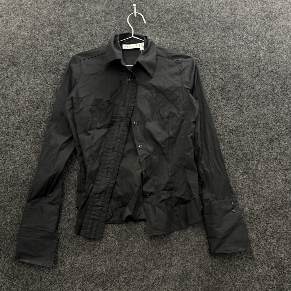 Farinaz Taghavi Womens Black Italian Fabric Button Down Shirt Size 2 NWT Canada